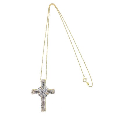 A Diamond Set Cross And Chain