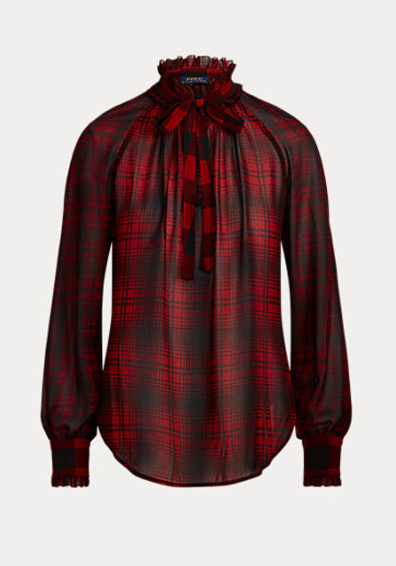 Plaid Tie-Neck Blouse from Ralph Lauren