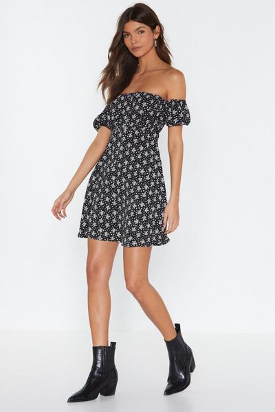 Let’s Grow Floral Off-The-Shoulder Dress from Nasty Gal