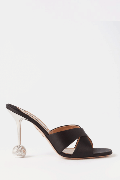 Yes Darling 95 Crystal-Embellished Satin Sandals from Aquazzura