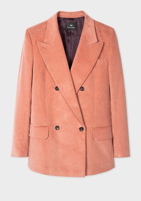 Dusky Pink Double-Breasted Corduroy Blazer from Paul Smith