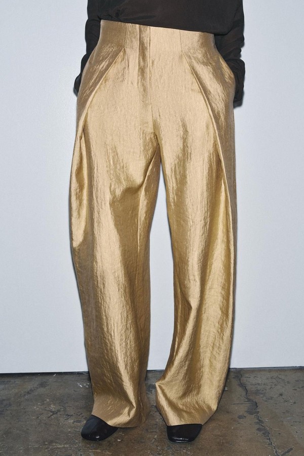 Metallic Pleated Trousers from Zara