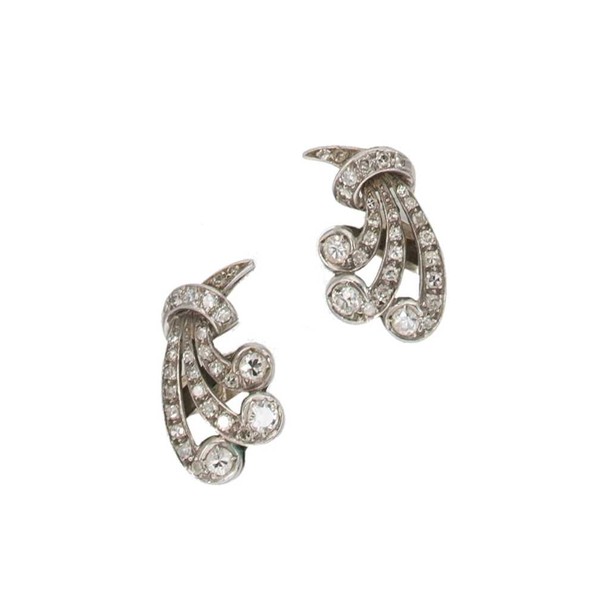 A Pair Of Mid 20th Century Diamond Ear Studs