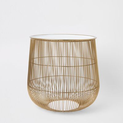 Large Wire Basket Table With White Lid