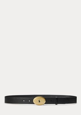 Polo ID Oval-Buckle Calfskin Belt