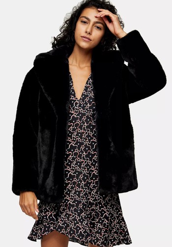 Two Tone Faux Fur Coat