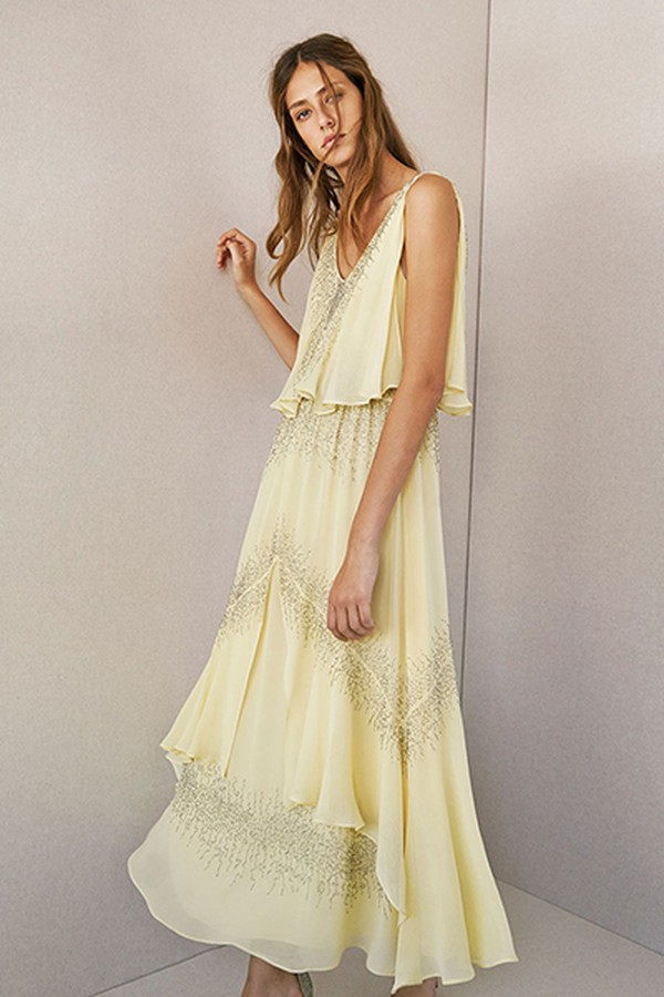 Maxi Dress With Beads And Overlay Details