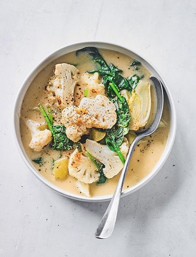 Chunky Cauliflower & Spinach Chowder