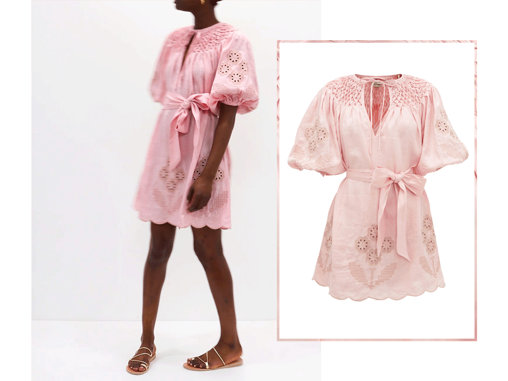 Smocked Broderie-Anglaise Linen Dress, £310 | Innika Choo