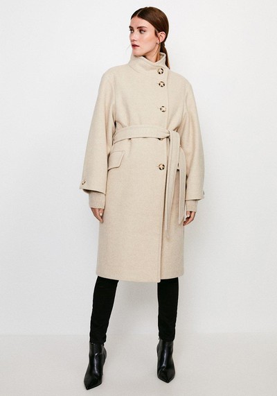 Belted Funnel Neck Coat