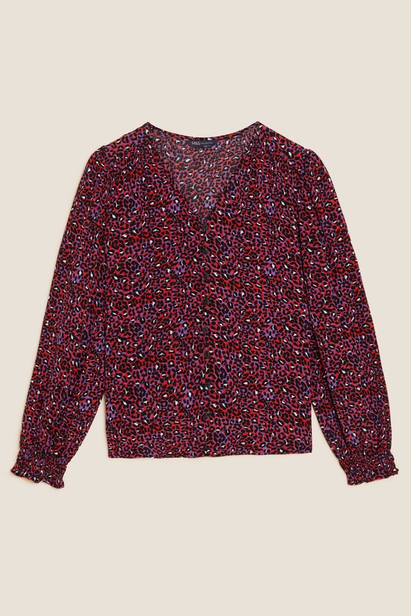 Printed V-Neck Long Sleeve Blouse from Marks & Spencer