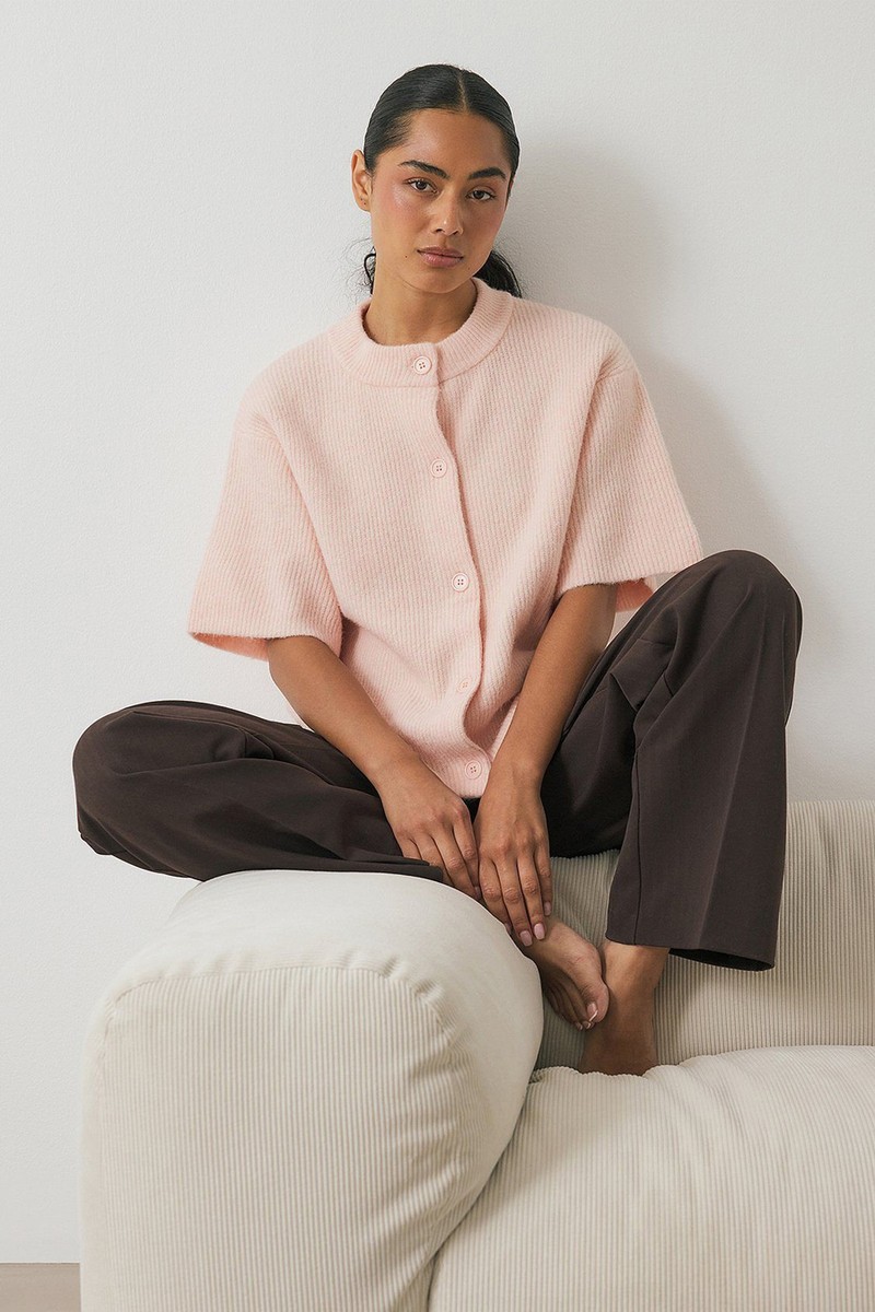 Knitted Short Sleeve Cardigan