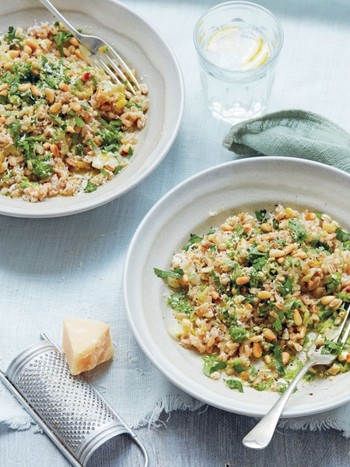 Farro Risotto With Green Peas