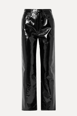 '90s Pinch Waist Recycled Patent Leather-Blend Straight-Leg Pants  from Agolde
