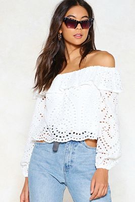 Hole-Heartedly Agree Off-The-Shoulder Top