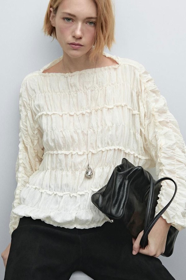 Flowing Blouse With Gathered Detail from Massimo Dutti