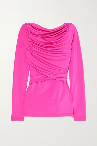 Cutout Wrap-Effect Ruched Stretch-Jersey Top from Victoria Beckham