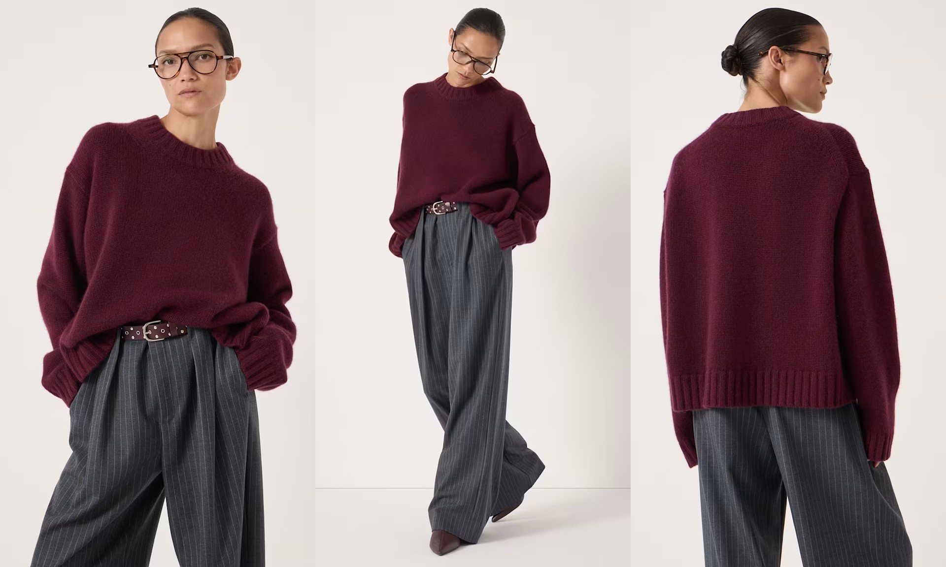 Pure Cashmere Textured Crew Neck Jumper from HUSH