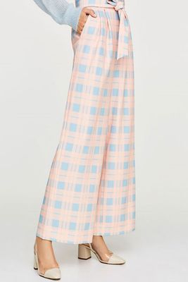 Pink Tartan Check Trousers from Uterque
