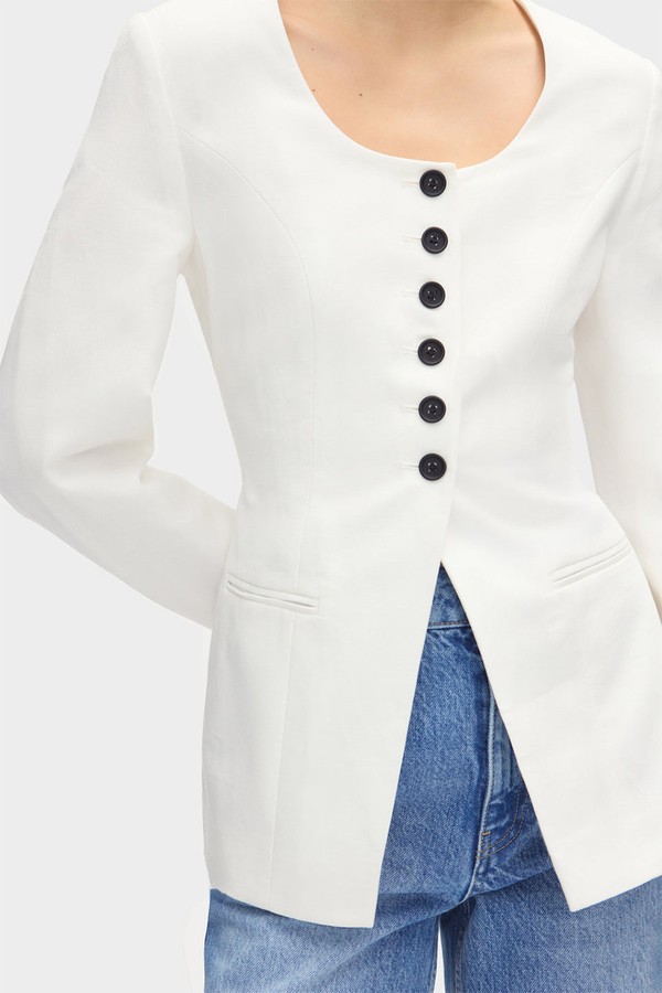 Daphne Scoop Neck Linen Blazer from Aligne