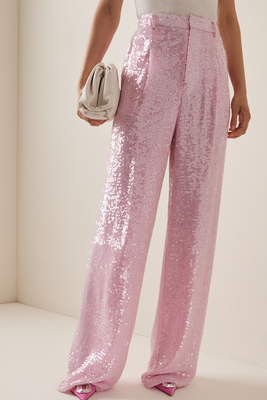 Pleated Wide-Leg Sequined Pants from LaPointe