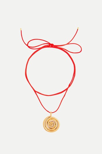 Spiral On A String 18kt Gold-Plated Satin Necklace from Anni Lu