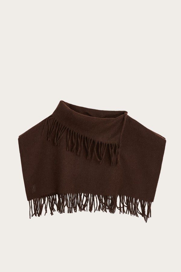 Turtla Fringed Wool Roll-Neck Poncho