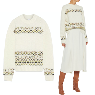 Brooked Merino Wool-Blend Jacquard Sweater, £135 | Iris & Ink