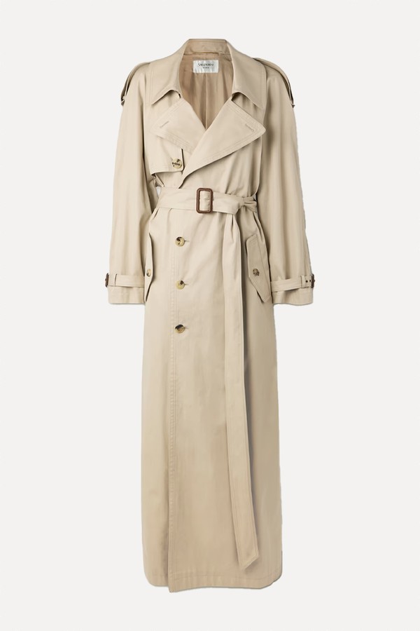 Oversized Belted Cotton-Twill Trench Coat from SAINT LAURENT