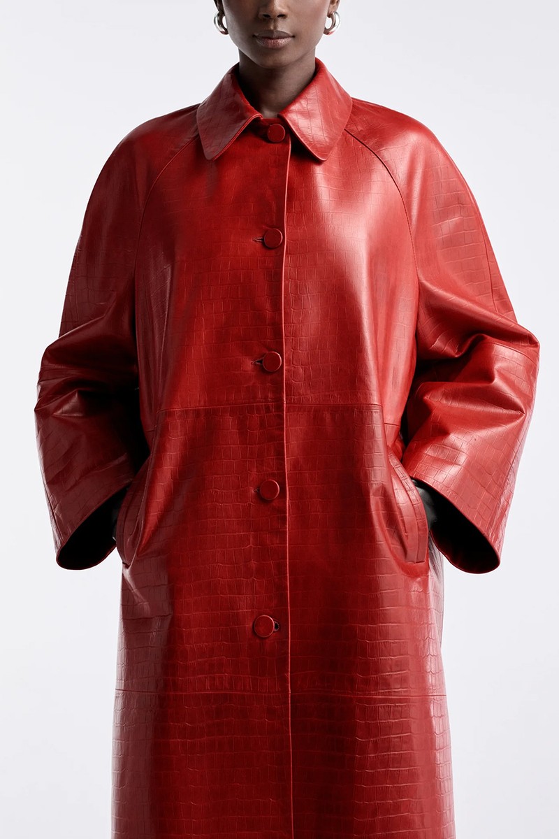 Croco Embossed Day Chic Day Coat from Nour Hammour