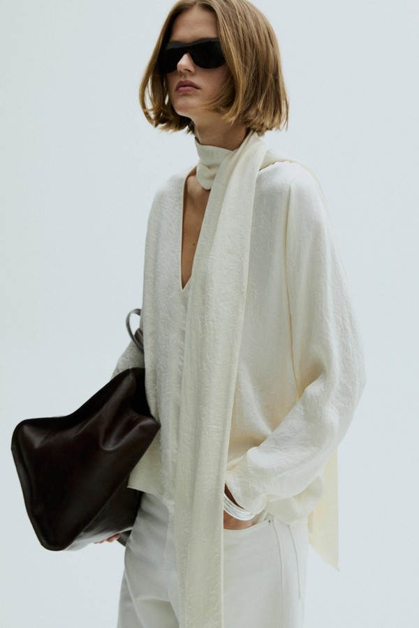 Flowing Blouse With Tie