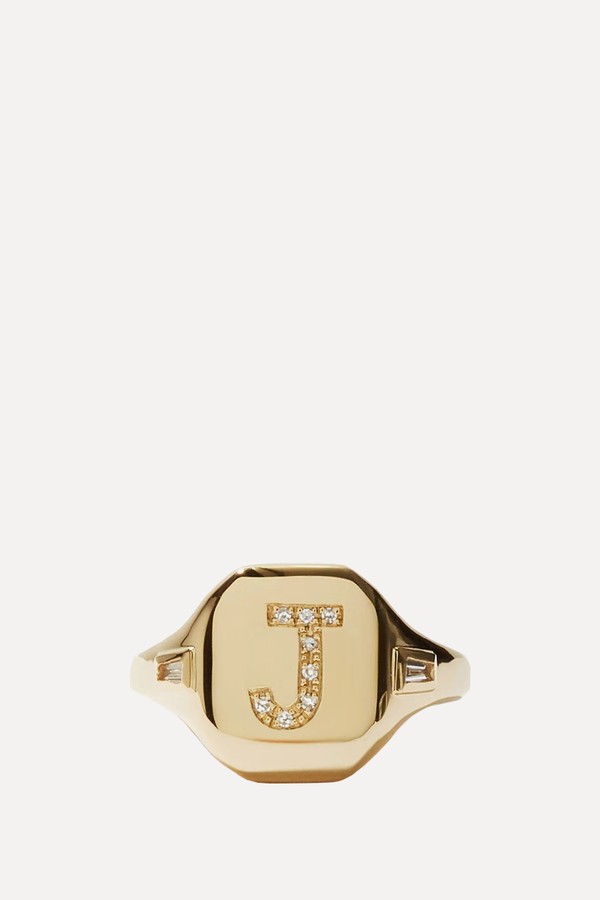 Initial Diamond & 18kt Gold Pinky Ring from Shay