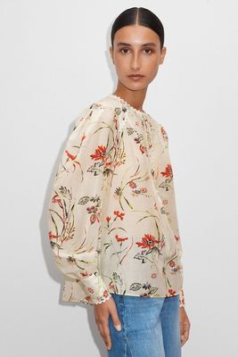 Silk Cotton Delicate Bloom Print Blouse from ME+EM