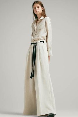 Wide-Leg Trousers With Contrasting Belt from Massimo Dutti