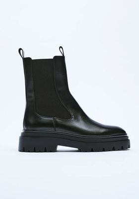 Leather Track Ankle Boots from Zara