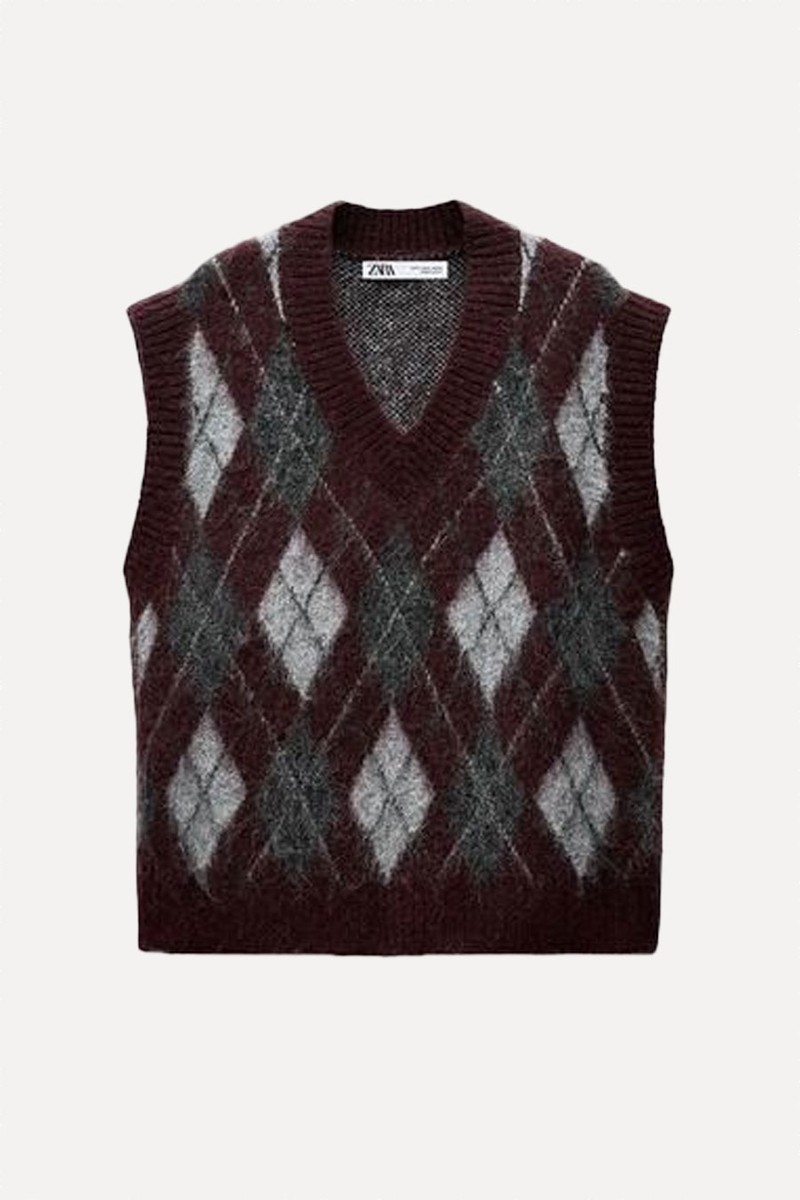 Diamond Knit Jumper Vest from Zara