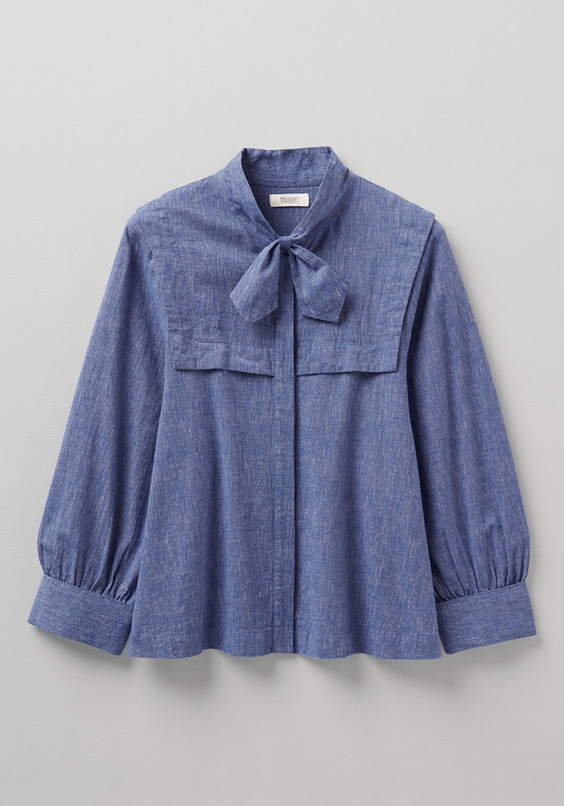 Tie Neck Chambray Shirt from Toast