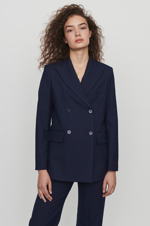 Racing-Striped Double Breasted Jacket