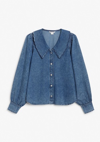 Statement Collar Denim Shirt from Monki