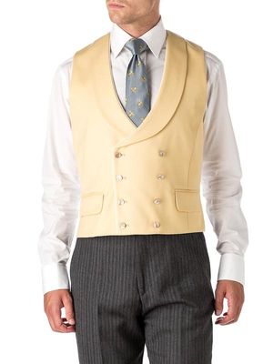 Wool Double Breasted 8 Button Shawl Lapel Piped Waistcoat