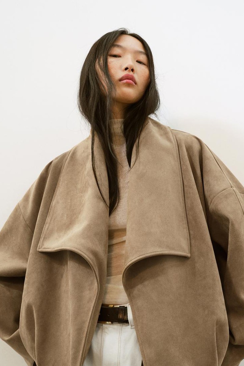 Wrapover Faux Suede Jacket from Zara