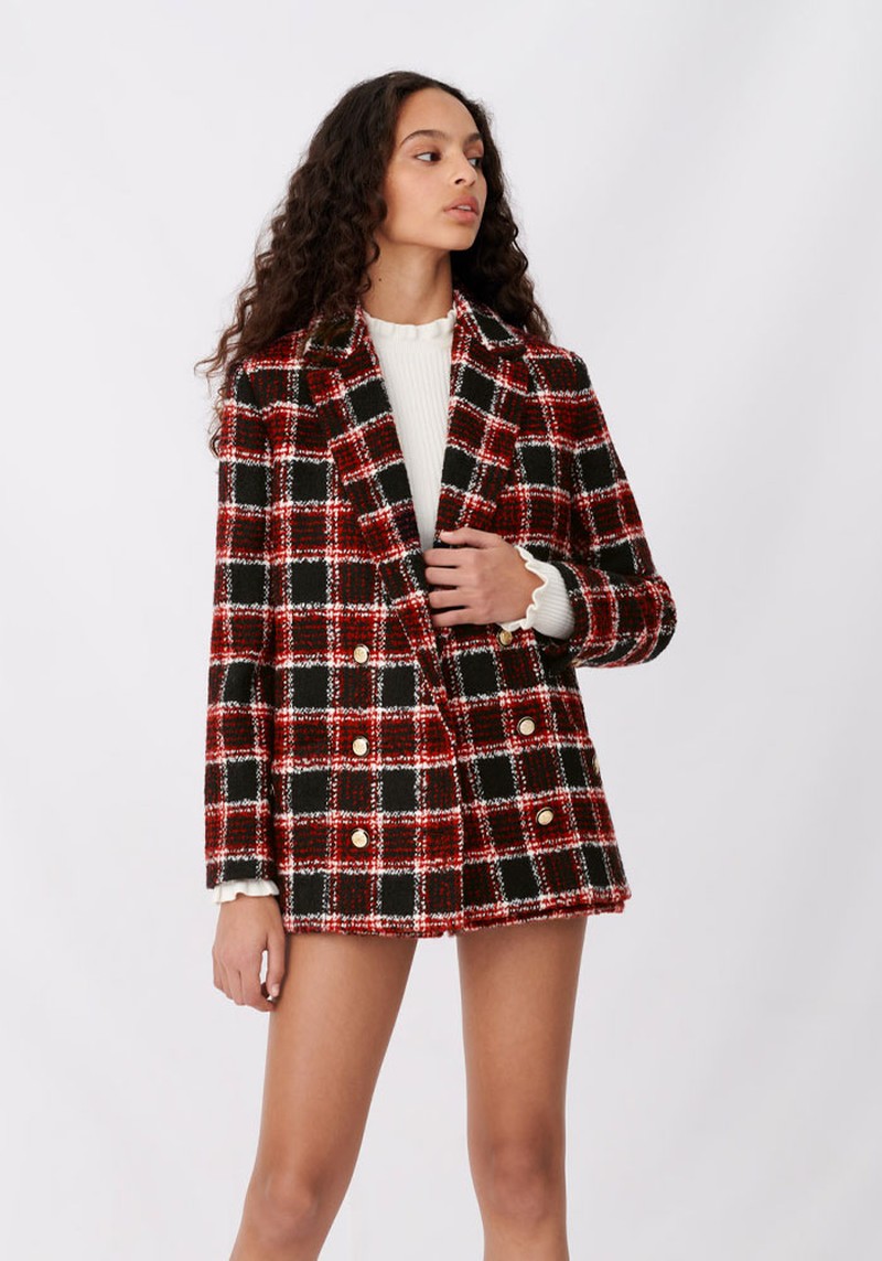 Tweed-Style Checked Jacket from Maje