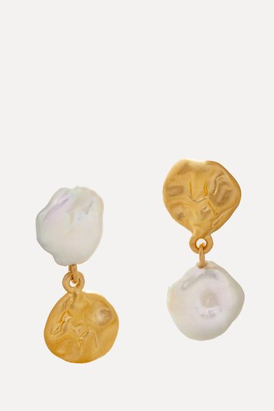 Keshi Pearl Stud Drop Earrings from Monica Vinader