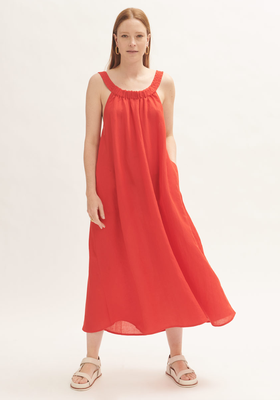 Linen-Blend Ruched Maxi Dress from Jigsaw