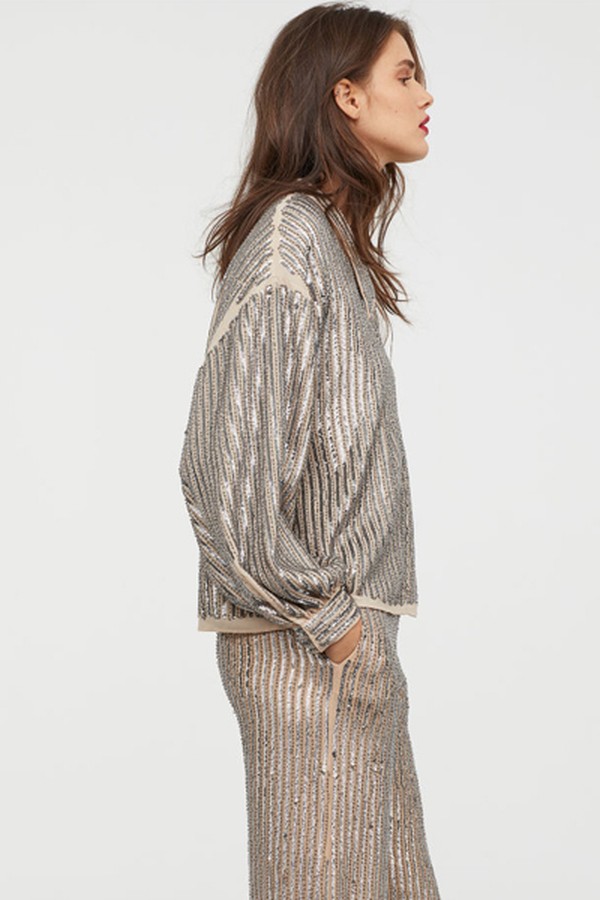 Sequin-Embroidered Blouse
