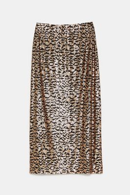 Printed Knit Skirt with Sequins from Zara