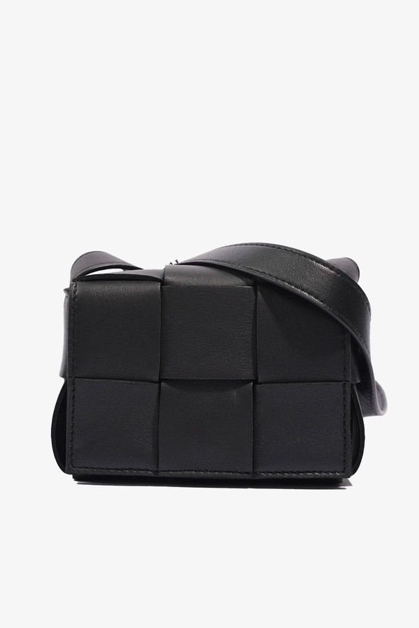 Cassette Bag Black Leather Mini Crossbody from Bottega Veneta