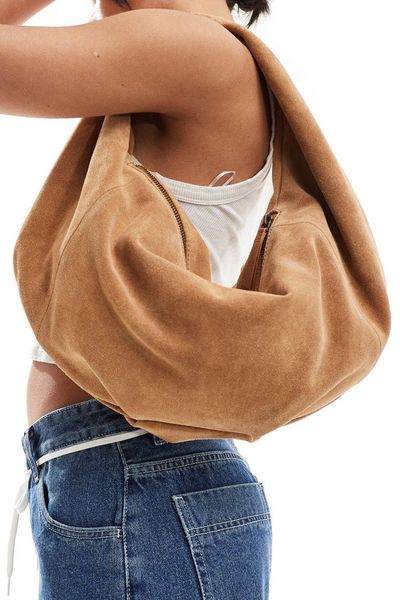  Suede Slouchy Scoop Tote Bag