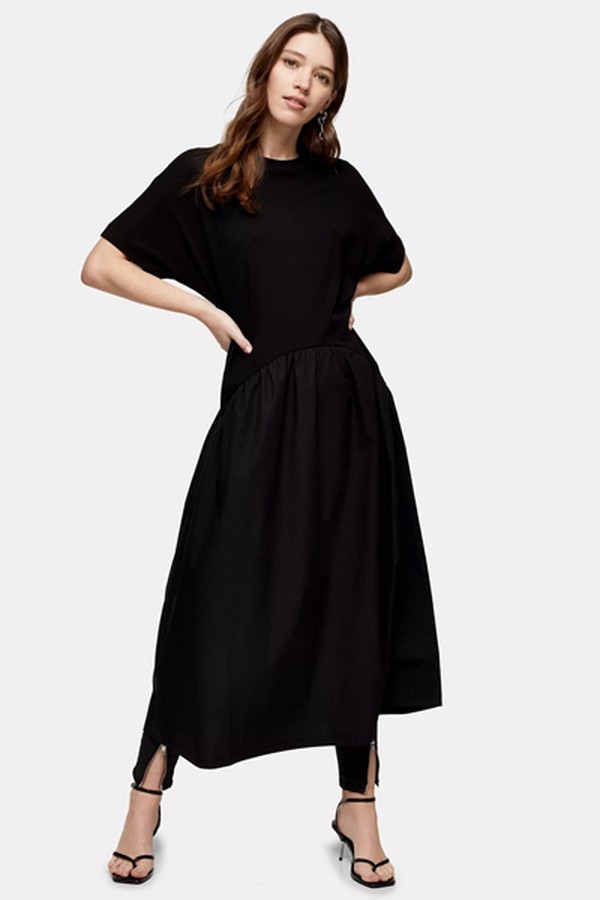 Black Poplin Mix Chuck On Dress from Topshop