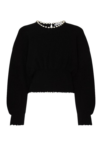 Pearl-Detail Cropped Jumper from Alexander Wang